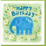 Birthday elephant & daisies Greetings Card