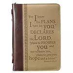 Medium "I Know the Plans" (Tan) Two-tone Bible Cover