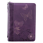 Medium Butterflies Purple LuxLeather Bible Cover