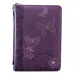 Medium Butterflies Purple LuxLeather Bible Cover