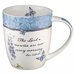 Mug Blue Butterflies Lord's Mercies Lam. 3:22-23