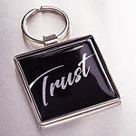 Christian Art Gifts Metal Epoxy Keychain for Men and Women: Trust in the Lord - Proverbs 3:5 Inspirational Bible Verse Faith Keyring, Black, 2" Square