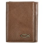 Wallet Leather Brown Ichthus Badge