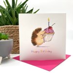 Hedgehog Cupcake Birthday Card