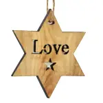 Olive Wood Star Decoration - Love