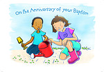 Baptism Anniversary Card Children - Pack of 10