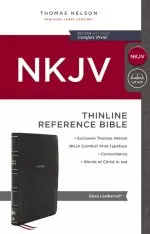 NKJV, Thinline Reference Bible, Leathersoft, Black, Red Letter, Comfort Print