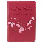 KJV Pocket Bible, Pink, Imitation Leather, Gift, Ribbon Marker, Lay-Flat Spine, Gilt Edges, Scripture Verse Finder, One Year Reading Plan