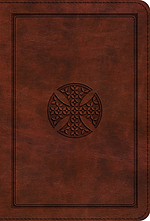 ESV Large Print Compact Bible, Brown, Imitation Leather, Compact, Concordance, Ribbon Market, Gilded Edges, Red Letter, Sewn Binding, Cross Design