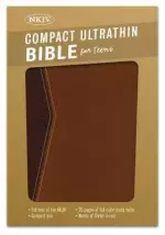 NKJV Compact Ultrathin Bible For Teens, Walnut Leathertouch