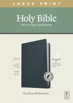 NLT Large Print Thinline Reference Bible, Filament Enabled (Genuine Leather, Navy Blue, Indexed, Red Letter)