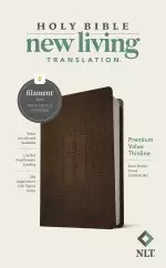 NLT Premium Value Thinline Bible, Filament Enabled (LeatherLike, Dark Brown Cross)