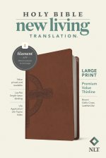 NLT Large Print Premium Value Thinline Bible, Filament Enabled (LeatherLike, Brown Celtic Cross)