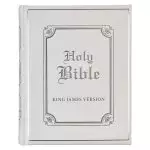 White Faux Leather King James Version Family Bible