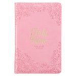 KJV Holy Bible, Standard Size Faux Leather Red Letter Edition - Thumb Index & Ribbon Marker, King James Version, Pink Floral Zipper Closure