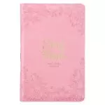 KJV Holy Bible, Standard Size Faux Leather Red Letter Edition - Thumb Index & Ribbon Marker, King James Version, Pink Floral Zipper Closure