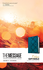 The Message Bible Deluxe Gift Bible, Blue, Imitation Leather, Paraphrase, Maps, Presentation Page, Ribbon Marker