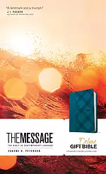 The Message Bible Deluxe Gift Bible, Blue, Imitation Leather, Paraphrase, Maps, Presentation Page, Ribbon Marker