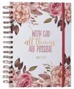 With God All Things are Possible Large Wirebound Journal with Elastic Closure - Matthew 19:26