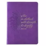 Strength & Dignity Purple Sunflower Faux Leather Handy-Sized Journal - Proverbs 31:25