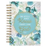 Be Still and Know Teal Floral Wirebound Journal - Psalm 46:10