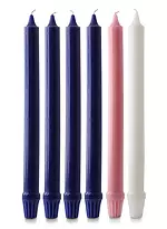 12" x 1"  Fluted Advent Candle Set - Purple, Pink & White