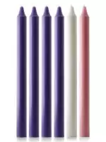 Purple, White and Pink Advent Candle Set (15" x 1 1/8")