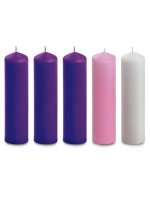 8" x 2" Advent Candle Set - Purple, Pink & White