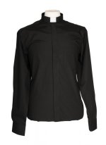 Black Clerical Shirt Long Sleeve - 16.5" Collar