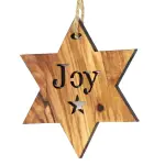 Olive Wood Star Decoration - Joy