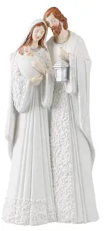 11 3/4" White Finish Holy Family Resin Nativity Statue