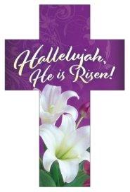 Bookmark-Hallelujah  He Is Risen! (Romans 6:4)-Die Cut Cross (Pack Of 25)