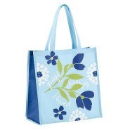 Tote Bag-Grateful Thankful Blessed-Light Blue (13"" Sq/6"" Gusset) -Nylon