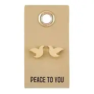 Earrings-Peace To You/Dove Studs On Leather Tag