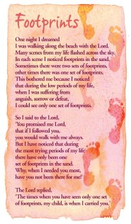 Footprints Prayer Cards (Pack of 20)