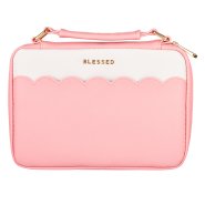 Large Blessed Pink Scalloped Faux Leather Bible Cover