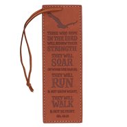 Bookmark-Pagemarker-On Wings Like Eagles-LuxLeather-Tan