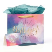 Happy Birthday Multicolored Large Gift Bag Set with Card and Tissue Paper