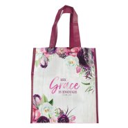 His Grace is Enough Plum Pink Non-Woven Tote Bag - 2 Corinthians 12:9