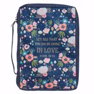 Medium Done in Love Navy Floral Value Bible Case - 1 Corinthians 16:14