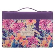 Large Purple Floral Blessed Is The One Faux Leather Fashion Bible Cover - Jeremiah 17:7