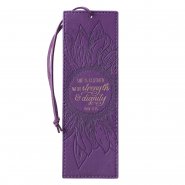 Strength and Dignity Purple Sunflower Faux Leather Bookmark - Proverbs 31:25