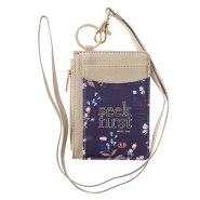 ID Card Holder Taupe/Navy Floral Printed Seek First Matt. 6:33