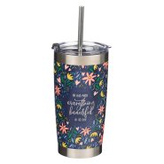 Mug SS Travel Navy Floral Everything Beautiful Eccl. 3:11