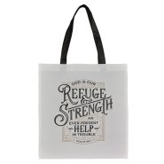 Tote White/Black Refuge & Strength Ps. 46:1