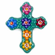 Mexican Painted Magnet Cross - Turquoise