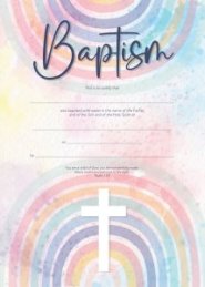 Baptism Certificate - Cross with Rainbow (Child) - 10 pack