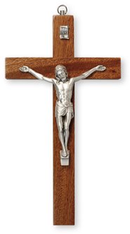 8" Mahogany Wood Crucifix