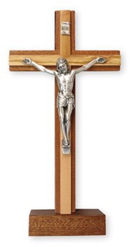 8 1/2" Mahogany Standing Crucifix