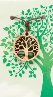 1" Diameter Wood Tree Of Life with 30 Inch Cord